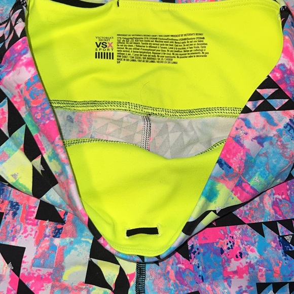 Victoria's Secret Sport Neon Blue Yellow Pink Geometric Knockout Crop Leggings - Picture 10 of 10